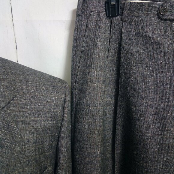 Europa Collection Diffusion 42R Double Breasted Grayish Brown Hopsack 2pc Suit - Picture 2 of 8